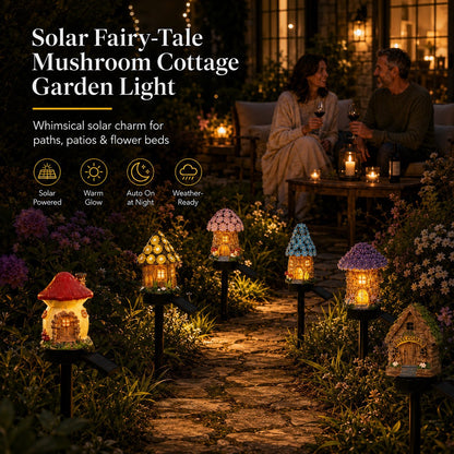 🎁2026 Nye varer – 50 % rabatt🌙🏡Solcelledrevet eventyrlig hagebelysning i form av et sopp-hus