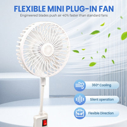 Fleksibel mini-vifte for stikkontakt
