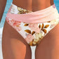 Damebikini med blomsterprint og høyt liv