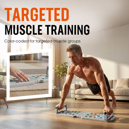 Sammenleggbart push-up-brett med fargekodet guide
