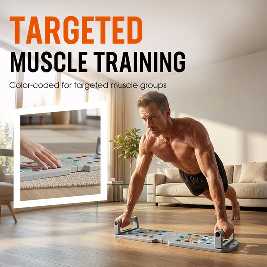 Sammenleggbart push-up-brett med fargekodet guide