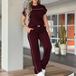 ⏰🔥 TIDSBEGRENSET – 50% RABATT! 🔥 Avslappet 2-delt sett for kvinner – kortermet topp og vidbenede bukser 👚👖