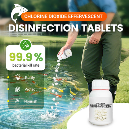 💊 50% RABATT! Klordioksid Brus Desinfeksjonstabletter – Bredspektret Behandling for Fiskesykdommer & Algeoppblomstring! ✨ Forbedrer Vannkvaliteten – Fjerner Bakterier, Sopp & Grønnalger. 🐟 80 Tabletter/Flask