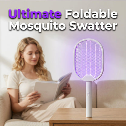 📢📢 50% OFF!🦟 2-in-1 Foldable Electric Mosquito Swatter⚡ Swat, Zap & Sleep Bite-Free