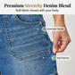 Denim-bermudashorts for damer, med middels høy midje og lommer