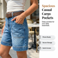 Denim-bermudashorts for damer, med middels høy midje og lommer