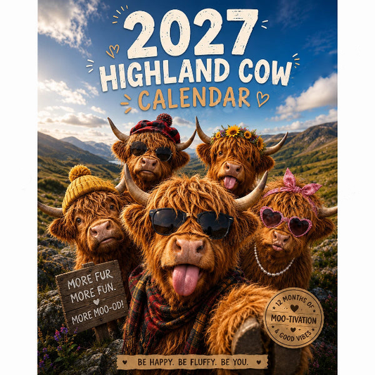 ✨️Overraskelse 50 % rabatt!🐮Mai 2027 bringe deg masse lykke!🔥Morsom høylandsku-veggkalender 2027 | A4-hengekalender |