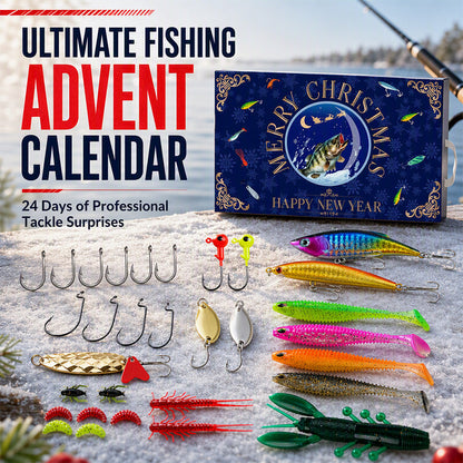 Jule-fiskesluk adventskalender blind box-sett med minnow, popper og skjeer