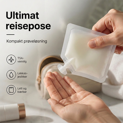 Mini påfyllbare klemposer til reisebruk