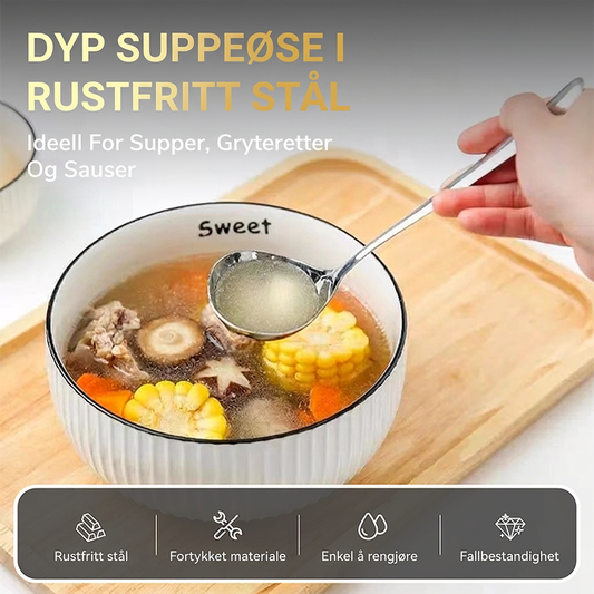Dyp suppeskje i rustfritt stål (2 stk.)