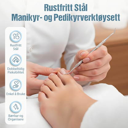 Neglepleiesett i rustfritt stål