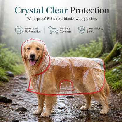 📢 Nyhet – 50 % rabatt 🐕 Gjennomsiktig, vanntett regnjakke til hund – hold hunden tørr og synlig på regnfulle turer 🌧️