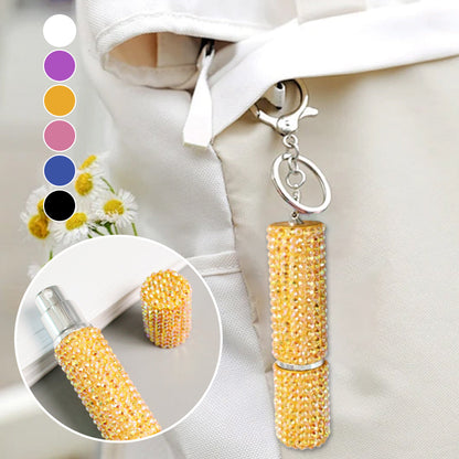 Parfymeflaske med rhinestones og nøkkelring