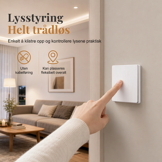Trådløst lysbrytersett med mottaker – uten ny kabelføring