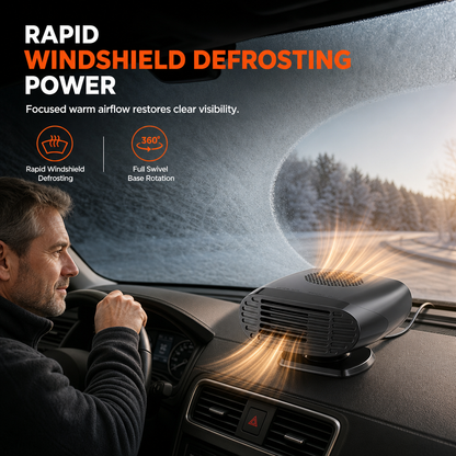 ⏰🎁Mini 12V bilvarmer og defroster-vifte for avdugging og oppvarming av frontrute