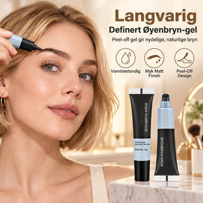 Vanntett, langvarig peeling-øyenbrynsgel, semi-permanent øyenbrynsskyggekrem for naturlige, ville bryn