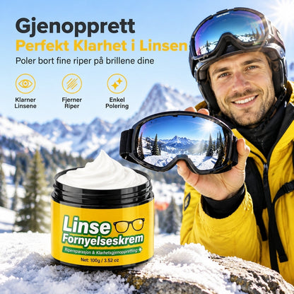 Reparasjonssett for linser med riper, med svamp for briller, vernebriller, ansiktsskjermer og hjelmskjermer.